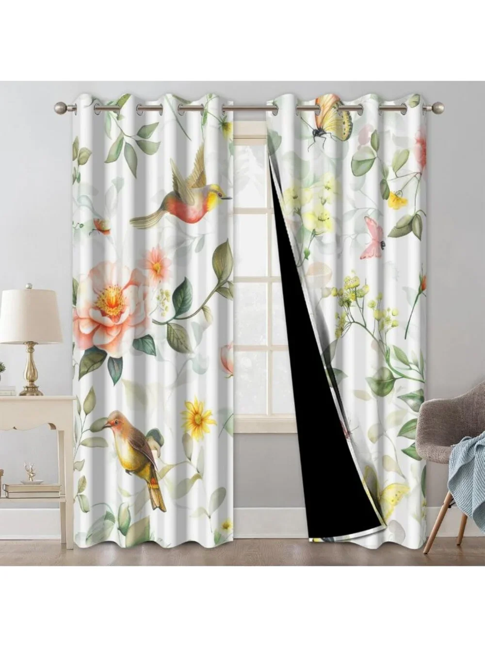 Floral Birds Blackout Curtains 84